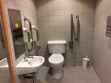 Photograph showing the inside of the wheelchair-accessible toilet at ND2